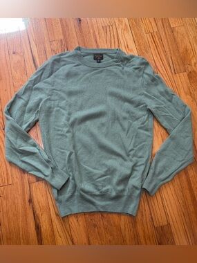 J. Crew Crew Neck 100% Cashmere Blue Green Sweater Size Small